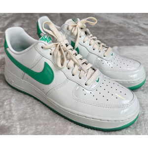Nike Air Force 1 07 Premium Platinum Tint Stadium Green Sneakers Mens 8.5